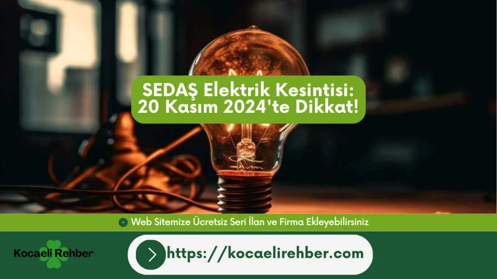 SEDAŞ Elektrik Kesintisi: 20 Kasım 2024’te Dikkat!