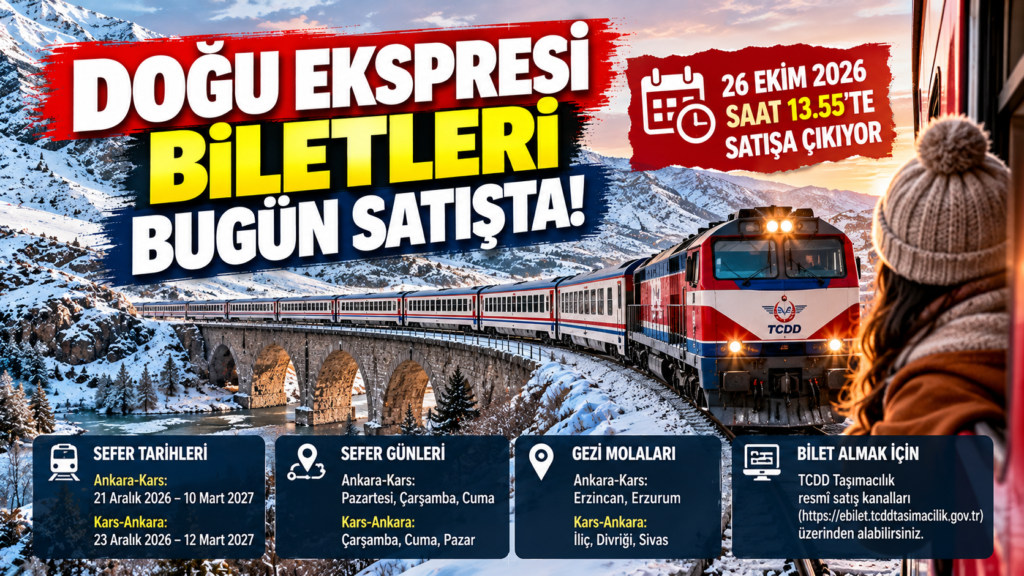 Doğu Ekspresi Biletleri Bugün Satışa Çıkıyor! 2026-2027 Sefer Tarihleri Belli Oldu
