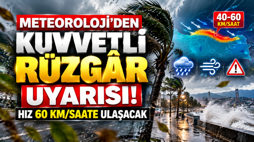 Meteoroloji’den Rüzgâr Uyarısı: Hız 60 Km/Saate Ulaşacak